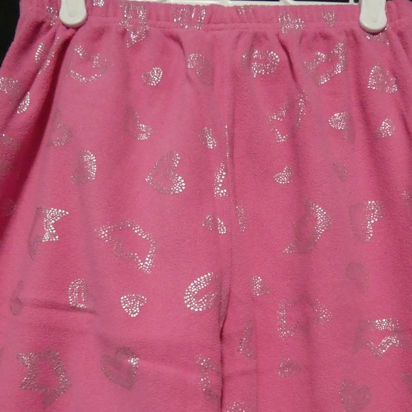 GEORGE, large (14/16) pink fleece pants, silver heart print, GUC - Picture 10 of 15